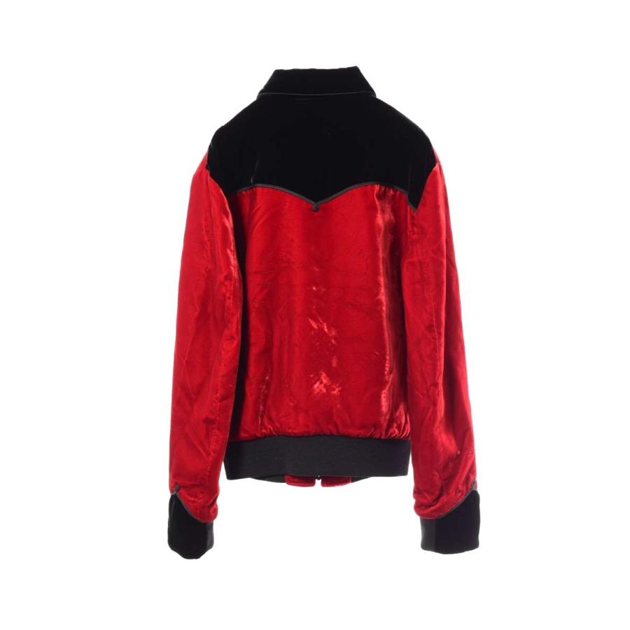 Saint Laurent Paris パイピング ベロア ジャケット 44 レッド サン 