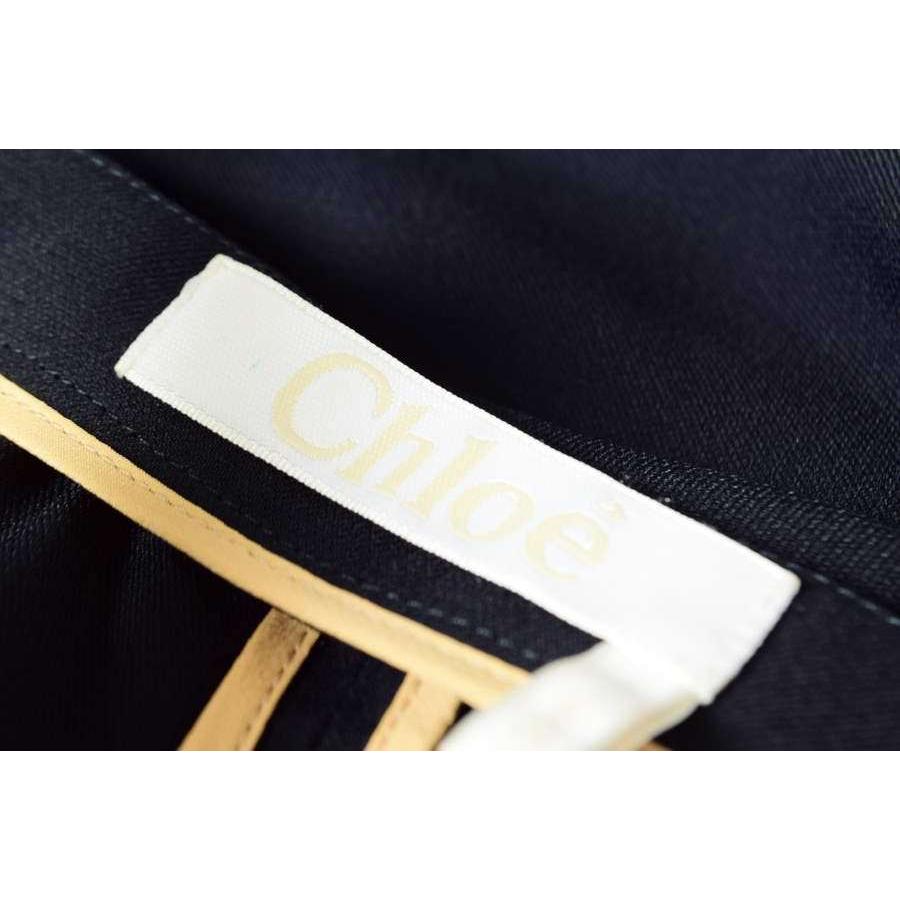 未使用 Chloe シルク混 リラックス パンツ 36 ネイビー クロエ KL4CQBPA49_5