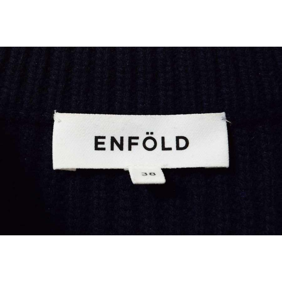 美品 ENFOLD ウール ニット ポンチョ 38 ネイビー エンフォルド 