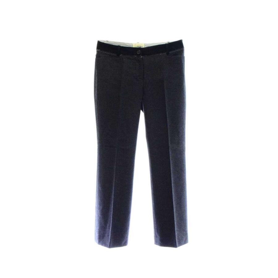 美品 miu miu ウエスト切替 ウール スラックス パンツ 38 グレー  