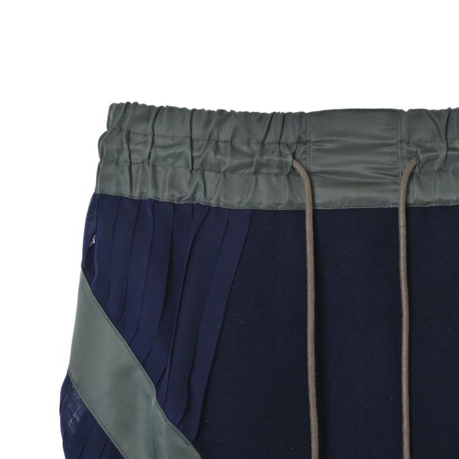 美品 Sacai ドッキング プリーツ スカート 1 ネイビー サカイ  