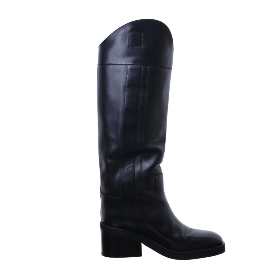 JIMMY CHOO TONYA 70 レザー ロング ブーツ 38 ブラック ジミーチュウ 