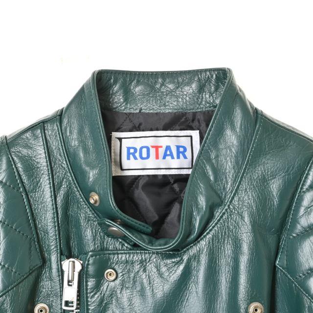 ROTAR 美品 カウレザー ダブル ライダースジャケット XL グリーン 