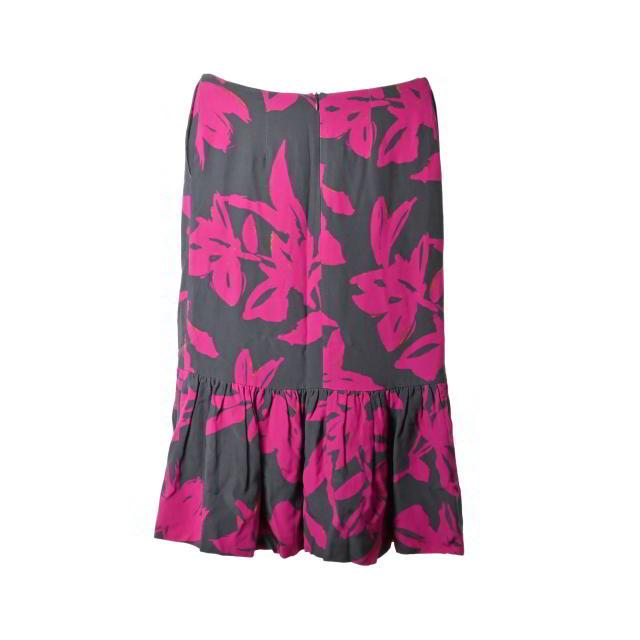 美品 DRIES VAN NOTEN プリント シルク スカート 34 ピンク ドリス  