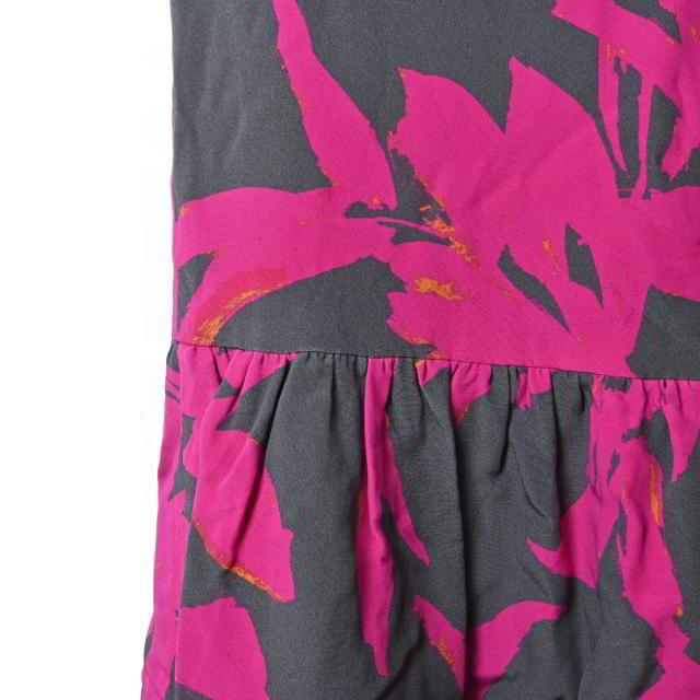 美品 DRIES VAN NOTEN プリント シルク スカート 34 ピンク ドリス  