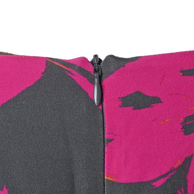 美品 DRIES VAN NOTEN プリント シルク スカート 34 ピンク ドリス  