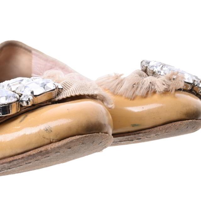 miu miu スワロフスキー バレー シューズ 36 1/2 イエロー ミュウ miu miu スワロフスキー バレー シューズ 36 1/2 イエロー ミュウ