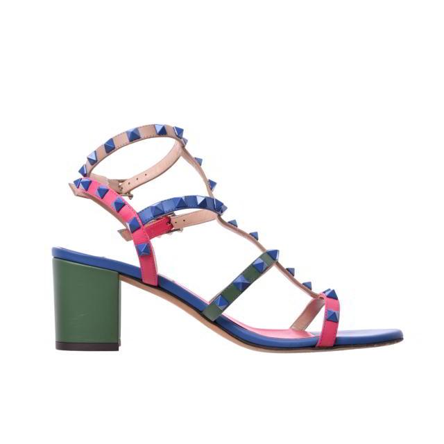 VALENTINO マルチカラー ロックスタッズ レザー サンダル 38 マルチ  