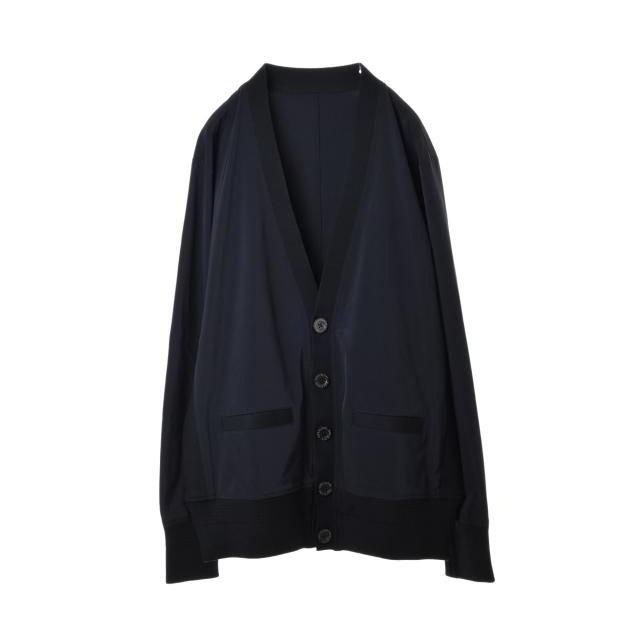 SIDE SLOPE 美品 ナイロン切替 ハイブリッド カーディガン 4 ブラック 