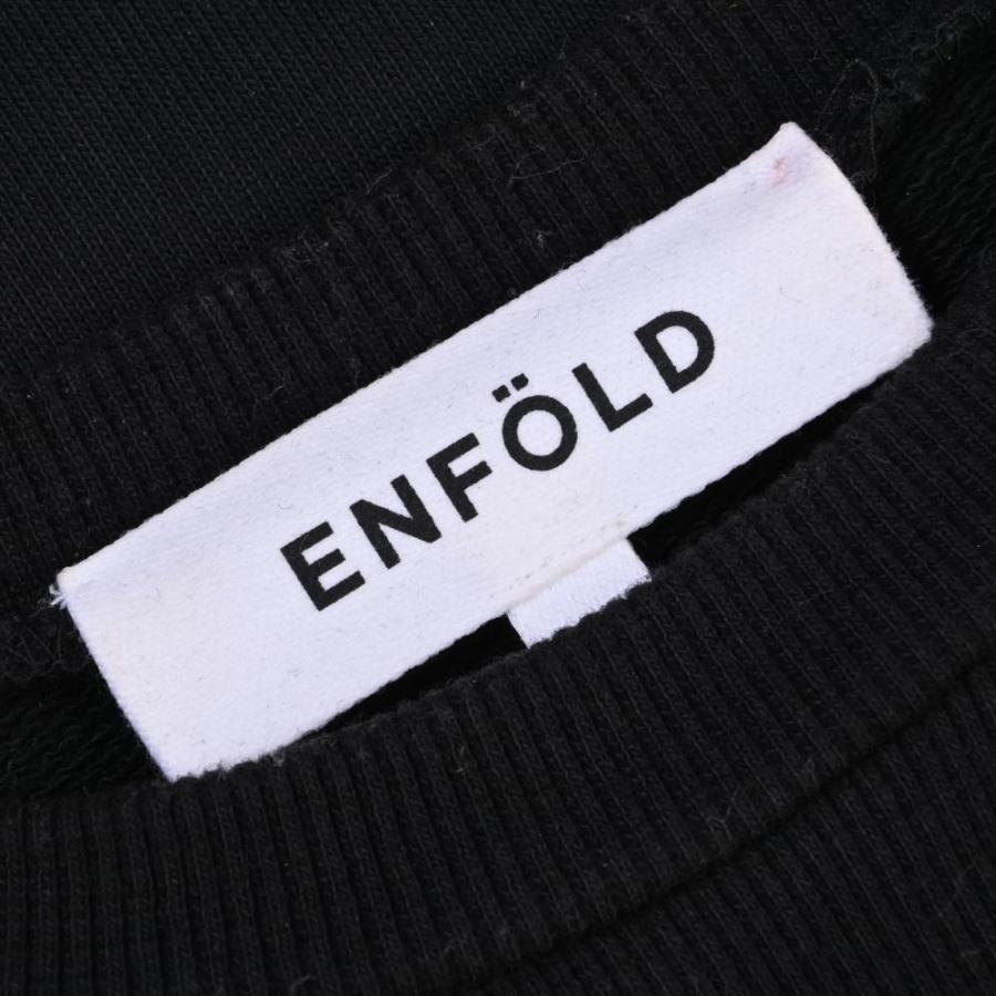 ENFOLD ボタニカル ペイント スウェット 38 ブラック エンフォルド KL4CAHBP93