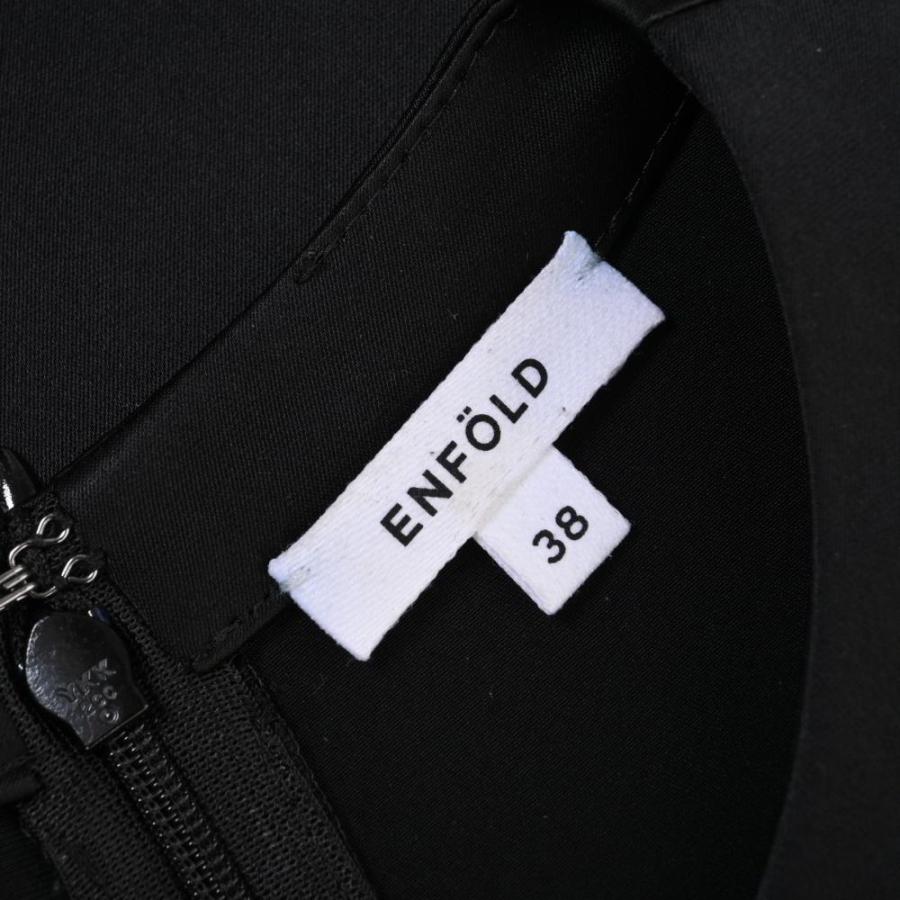 新品　ENFOLDエンフォルド　シルケット天竺ラッフルヘムTシャツ38　ブラック 新品 ENFOLDエンフォルド シルケット天竺ラッフルヘムTシャツ38