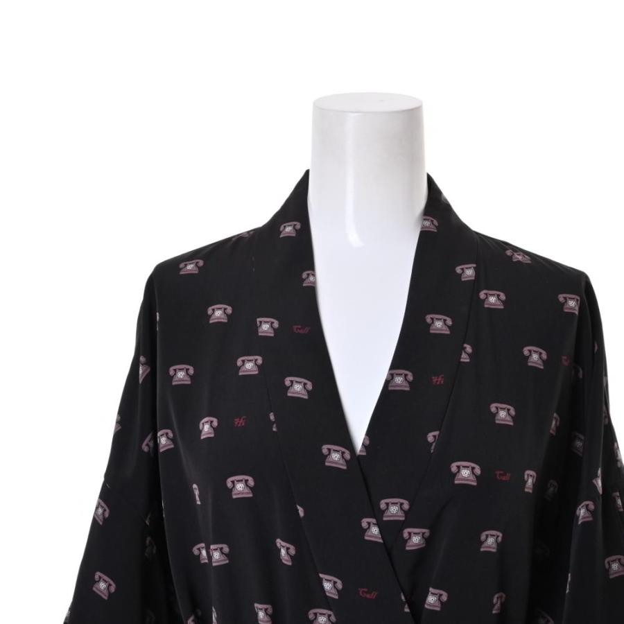 MUVEIL 電話柄 ベルト付き ロング ワンピース 36 ブラック ミュベール  