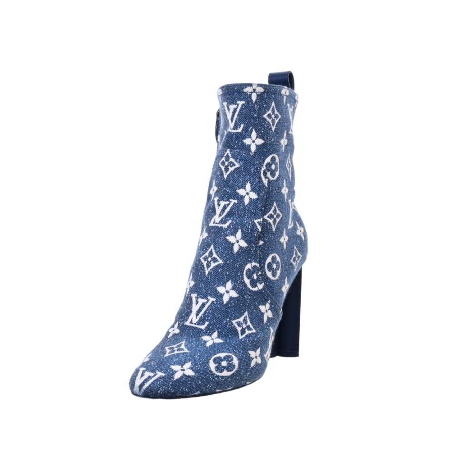LOUIS VUITTON シルエットライン アンクルブーツ モノグラム デニム 