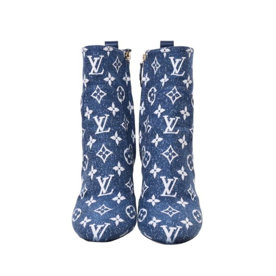 LOUIS VUITTON シルエットライン アンクルブーツ モノグラム デニム 
