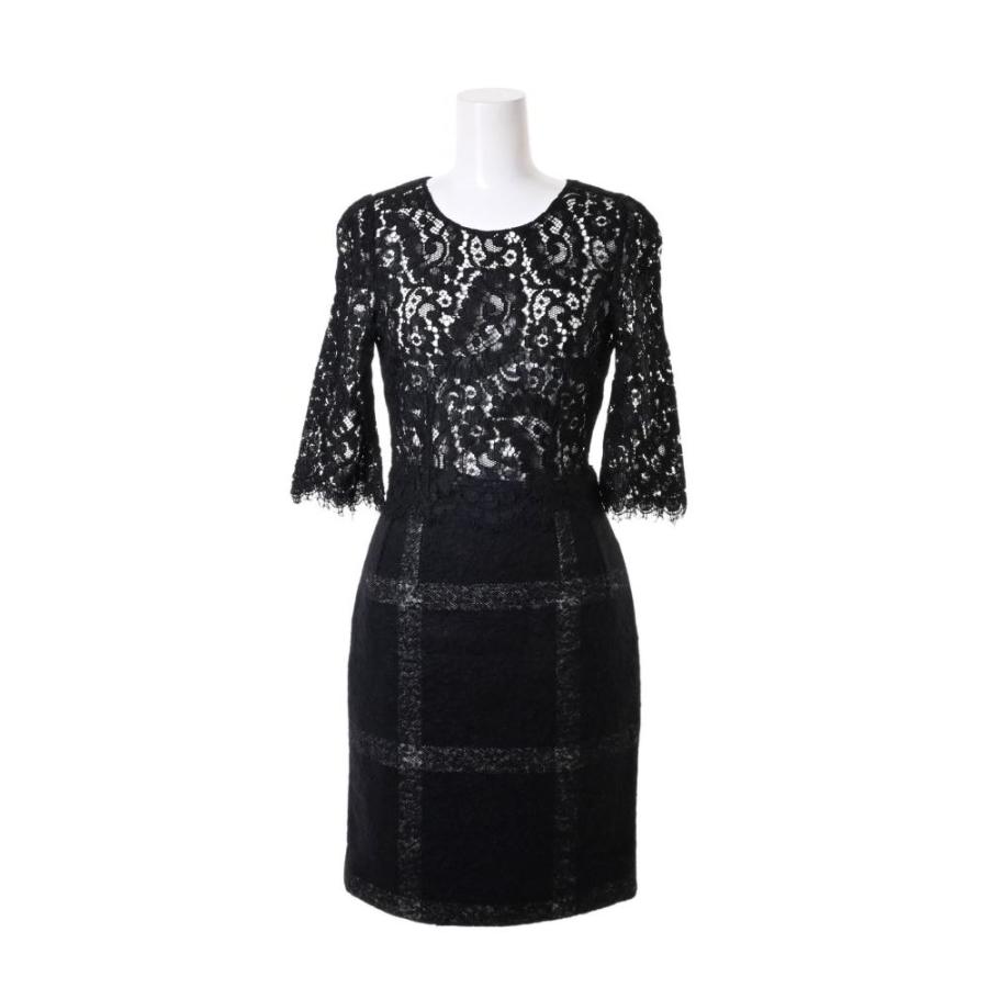 DOLCE&GABBANA 美品 レース切替 ドレスワンピース 36 ブラック  