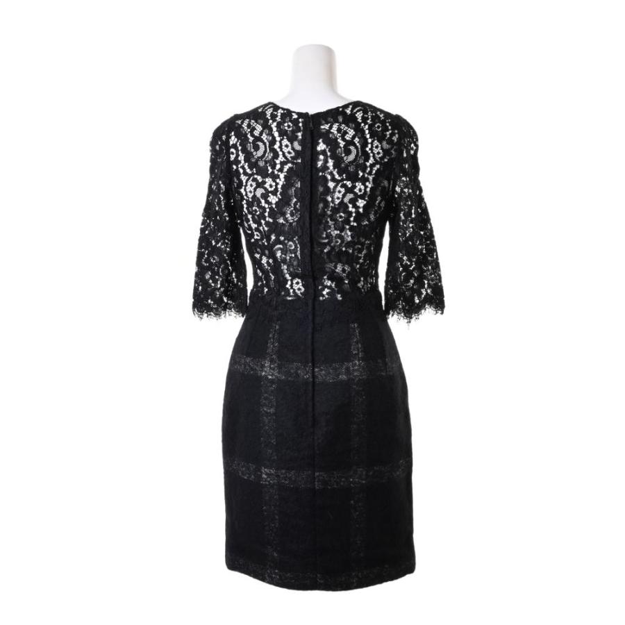 DOLCE&GABBANA 美品 レース切替 ドレスワンピース 36 ブラック 