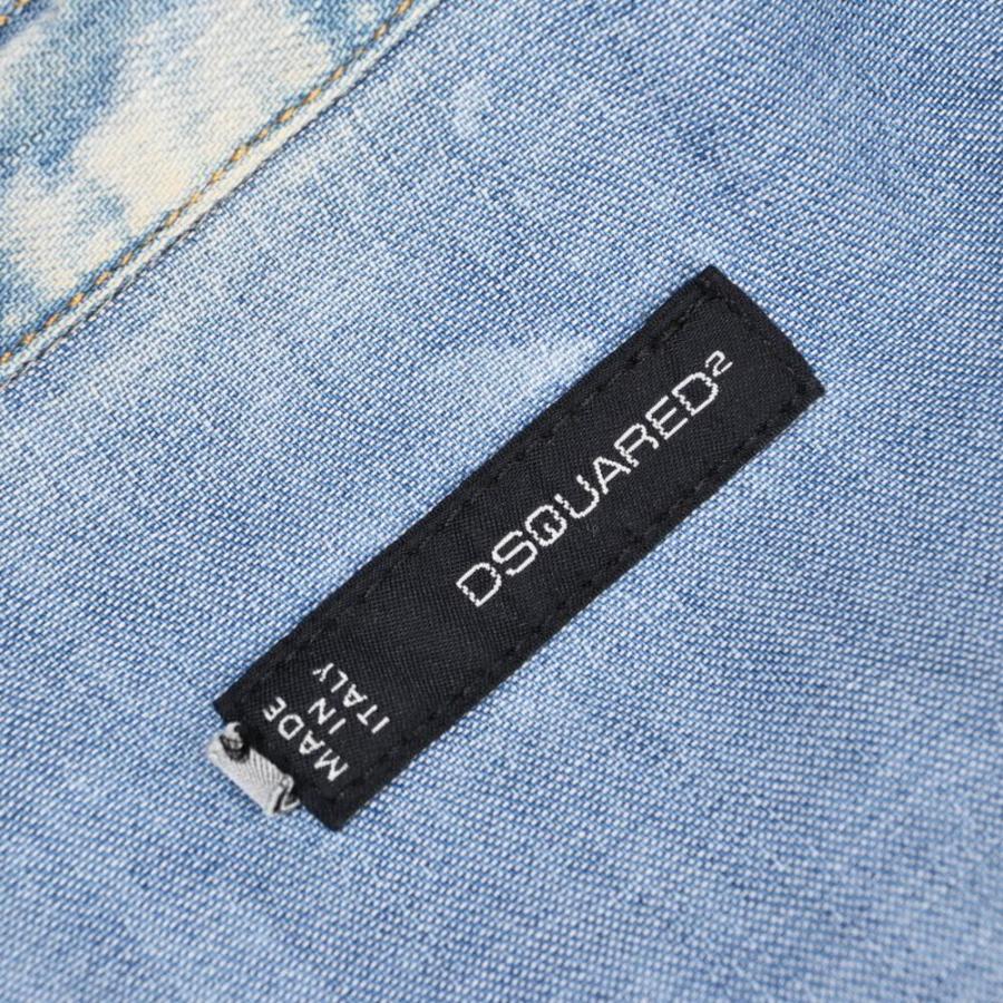 DSQUARED2 ブリーチ加工 デニム ウエスタンシャツ 42 ブルー ディー 
