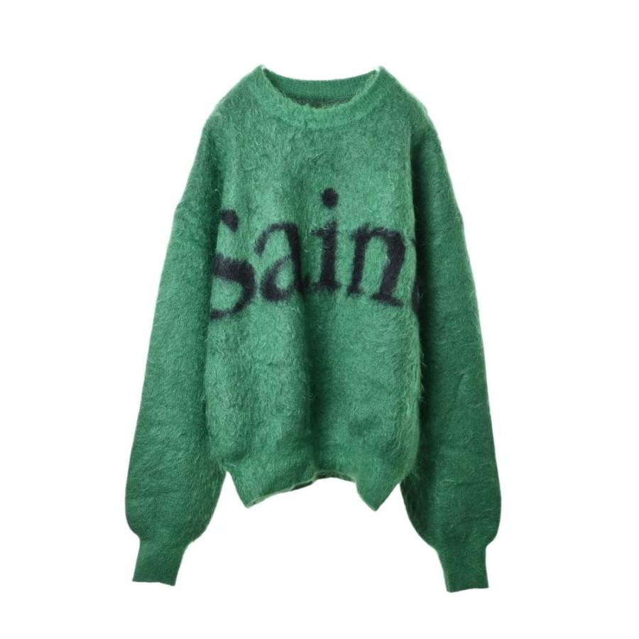 美品 SAINT MICHAEL モヘア混 クルーネック ニット XL グリーン セント 