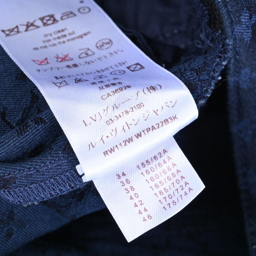 LOUIS VUITTON 美品 総モノグラム 裾レザー切替 デニムパンツ 36 