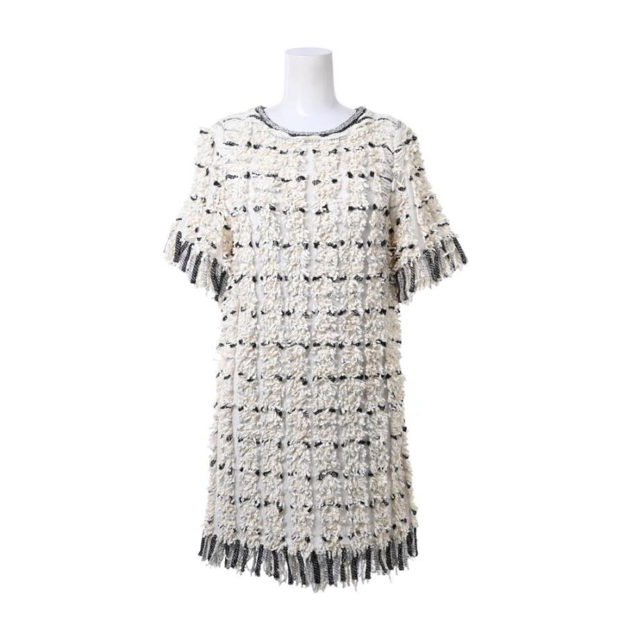 CHANEL フリル長袖トップス 34サイズ アイボリー