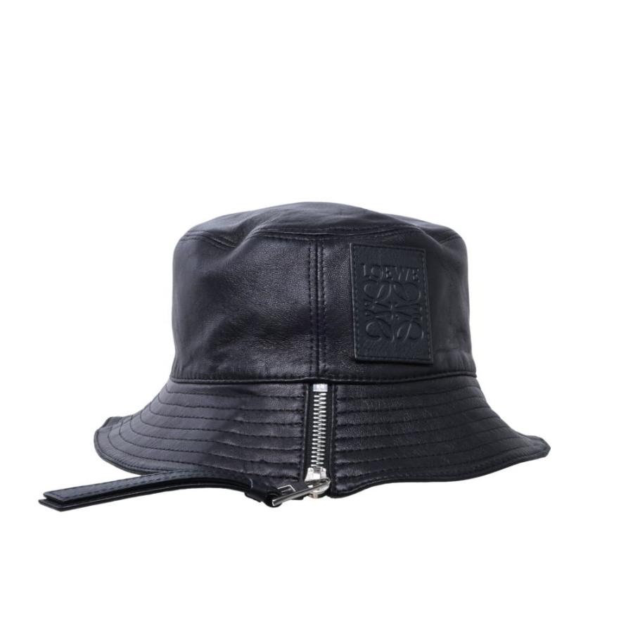 LOEWE レザー ロゴ バケットハット 50 ブラック ロエベ KL4B2QAH68