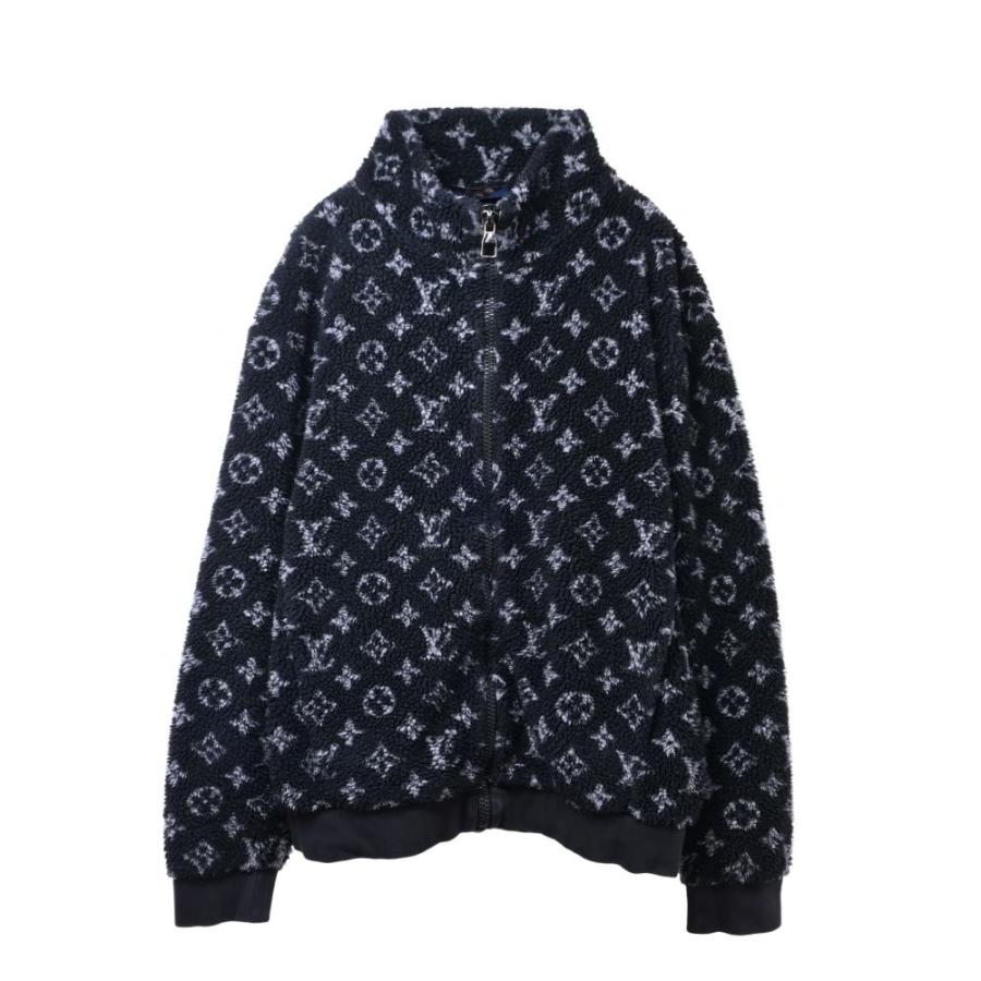 LOUIS VUITTON モノグラム フリース ジップ ブルゾン L ブラック