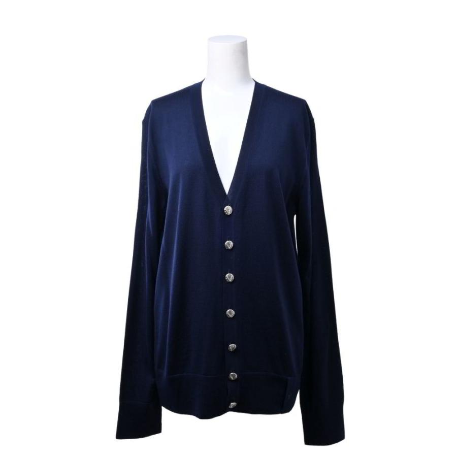 LOUIS VUITTON LV刺繍 ウール カーディガン XS ネイビー ルイヴィトン  