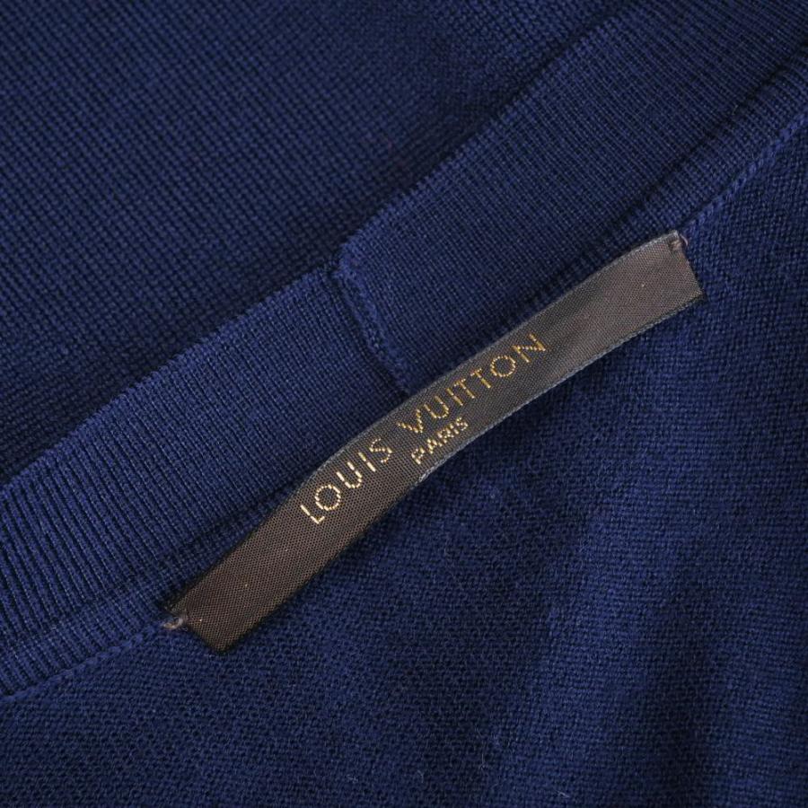 LOUIS VUITTON LV刺繍 ウール カーディガン XS ネイビー ルイヴィトン  