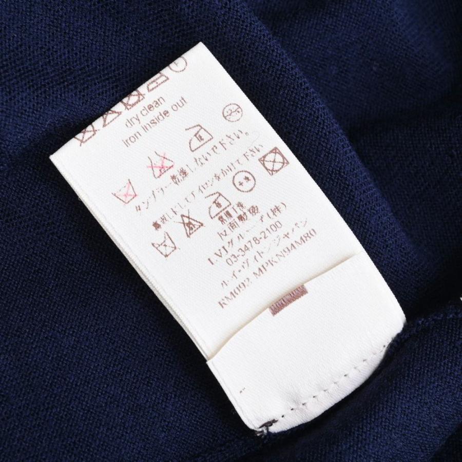 LOUIS VUITTON LV刺繍 ウール カーディガン XS ネイビー ルイヴィトン  