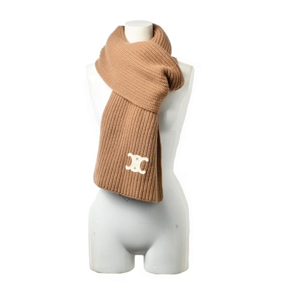 セリーヌ　ベージュ マフラー CELINE 美品 カシミヤ混 トリオンフ マフラー - ベージュ