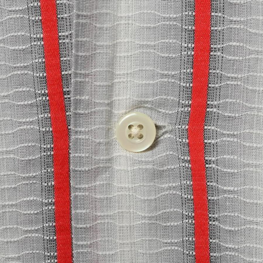 美品 COOTIE ストライプ コットン オープンカラーシャツ L グレー  