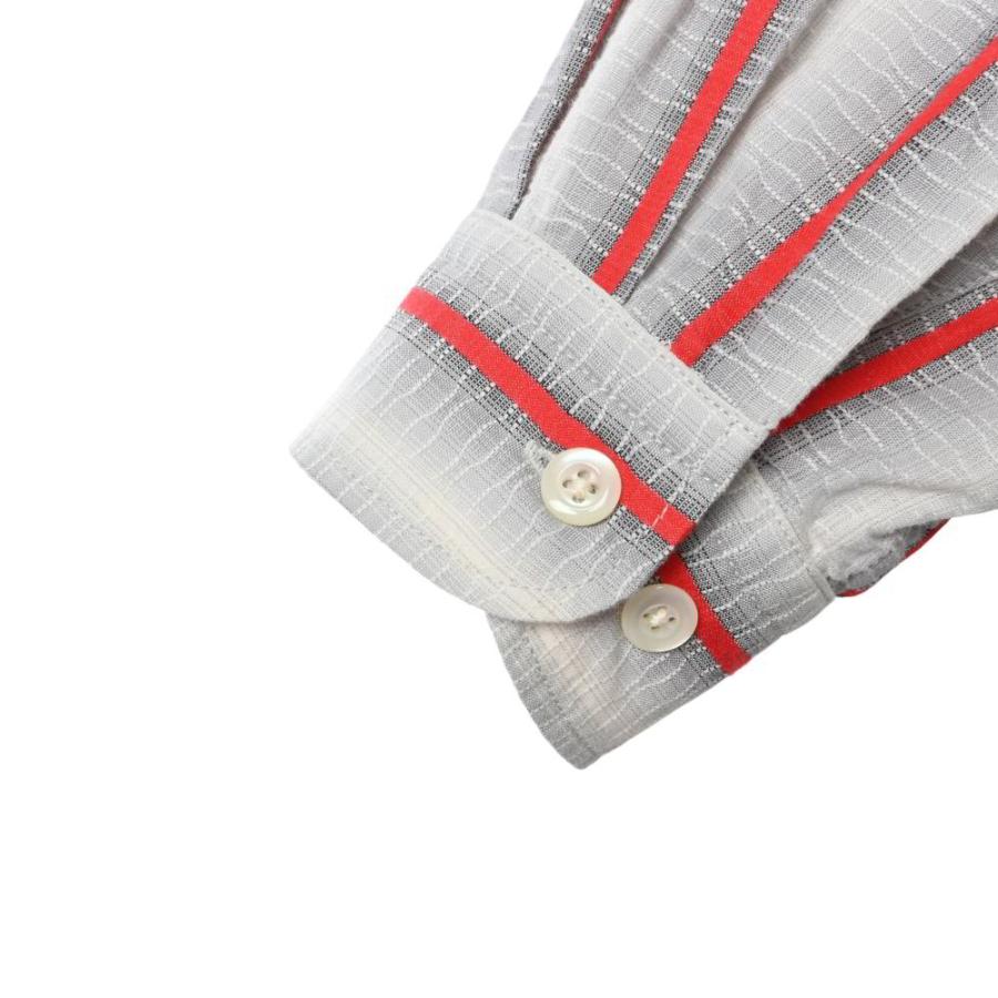 美品 COOTIE ストライプ コットン オープンカラーシャツ L グレー  