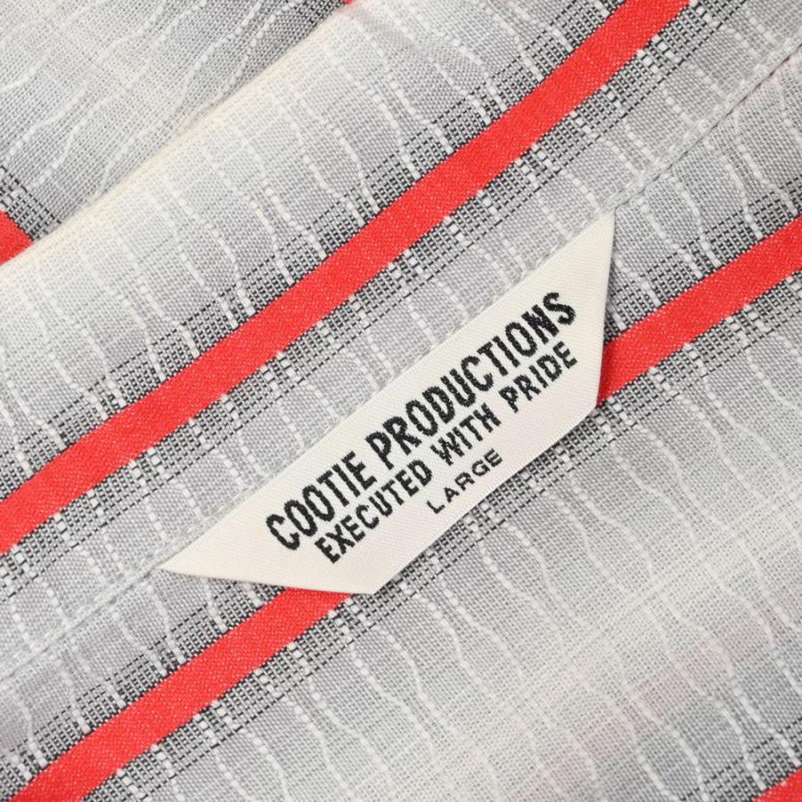 美品 COOTIE ストライプ コットン オープンカラーシャツ L グレー  