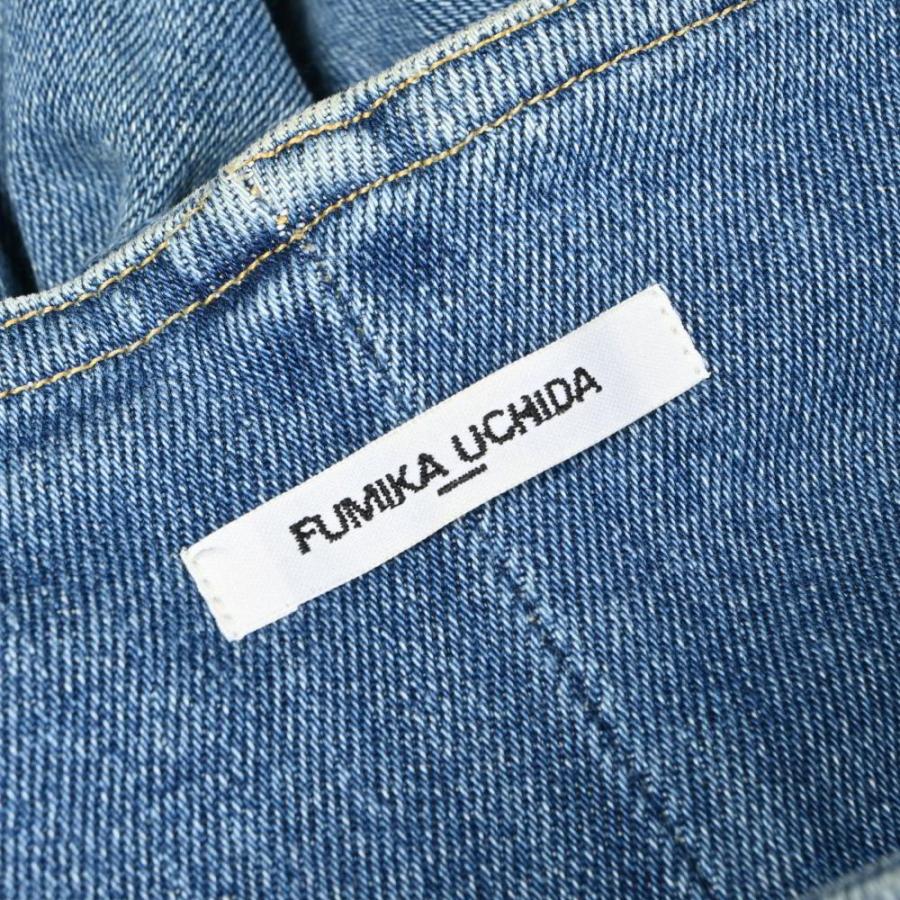 美品 FUMIKA UCHIDA ストレッチ コルセット デニムパンツ 34 ブルー  
