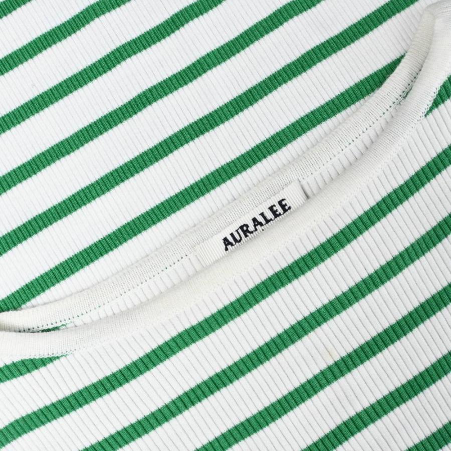 AURALEE 美品 for Ron Herman ボーダー リブ カットソー 0 ホワイト  
