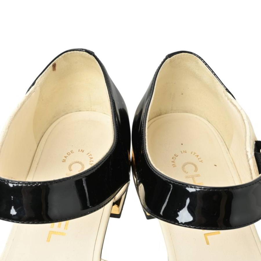 CHANEL ココマーク パンプス レザー パテントレザー 黒 37 シャネル CHANEL ココマーク アンクルストラップ パテントレザー