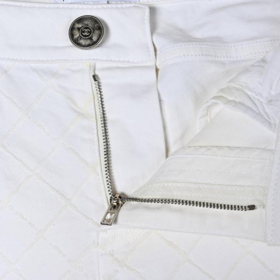 CHANEL P58418V44383 裾ジップ マトラッセ デニム パンツ 36 ホワイト シャネル KL4BAPSC95_7