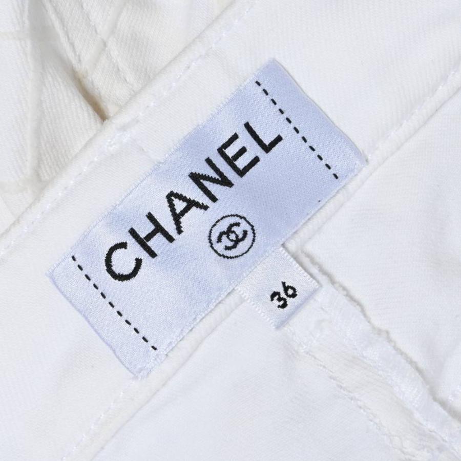 CHANEL P58418V44383 裾ジップ マトラッセ デニム パンツ 36 ホワイト シャネル KL4BAPSC95_8