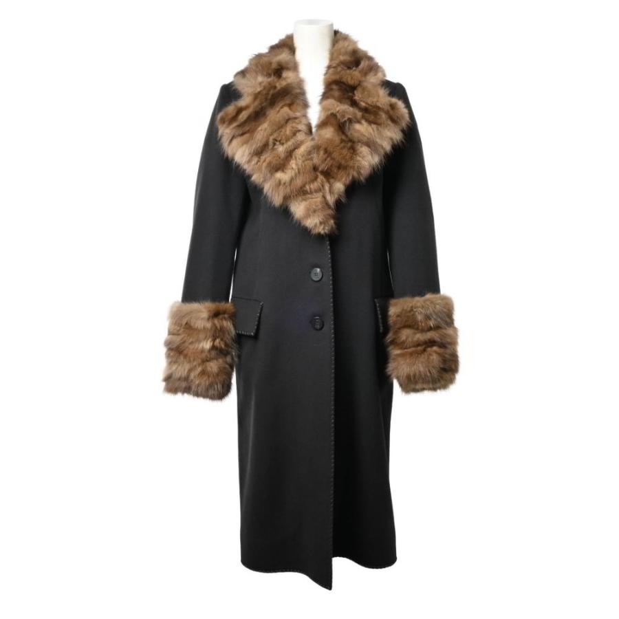 美品 FENDIフェンディダブルサイドロングコート 黒 美品 FENDIフェンディダブルサイドロングコート 黒 フェンディ FENDI