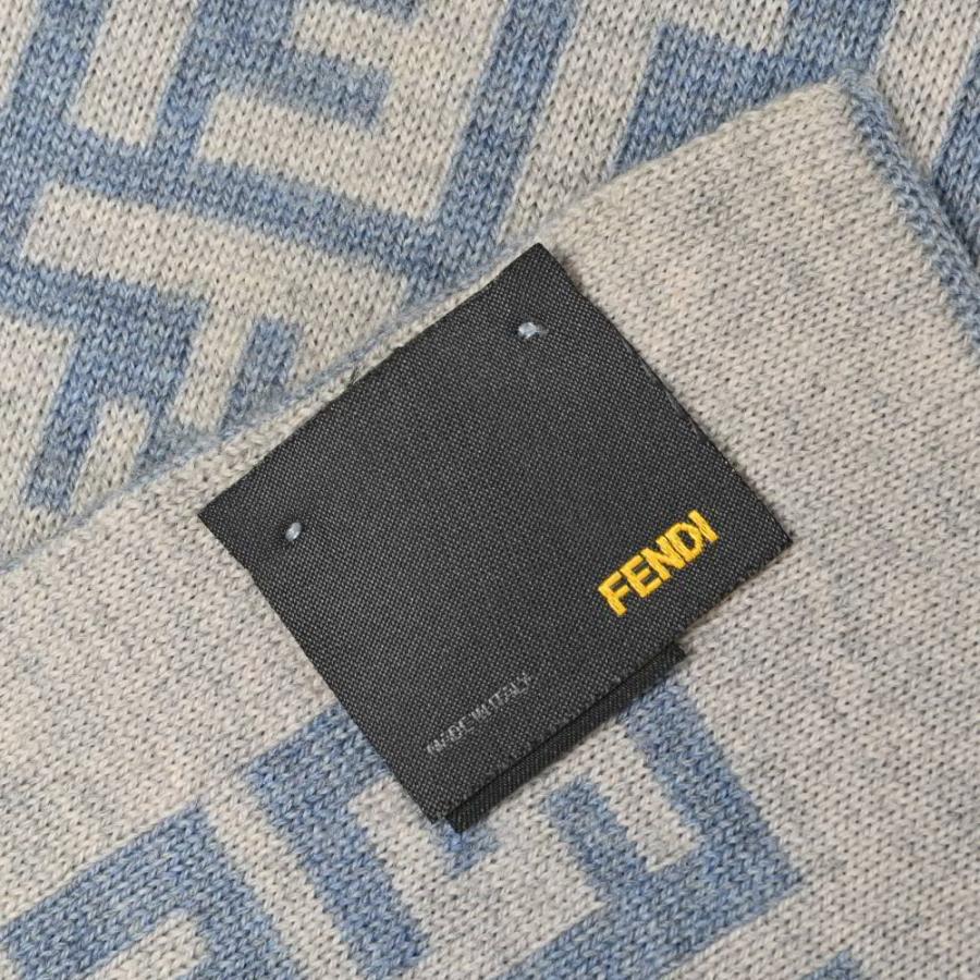 最終値下げ　美品　FENDI ウール100% ズッカ柄マフラー FENDI（フェンディ） マフラー ズッカ柄 フリンジマフラー ウール