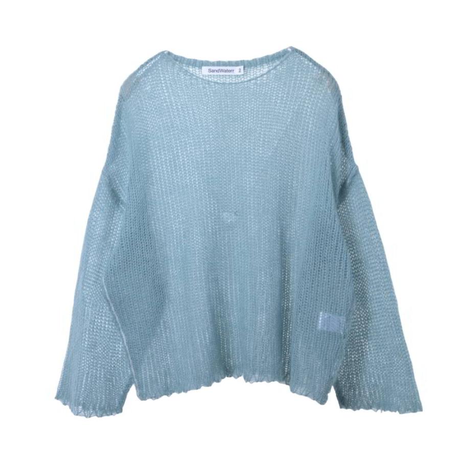美品 SandWater リサーチ ボートネック ニット 2 ブルー サンド