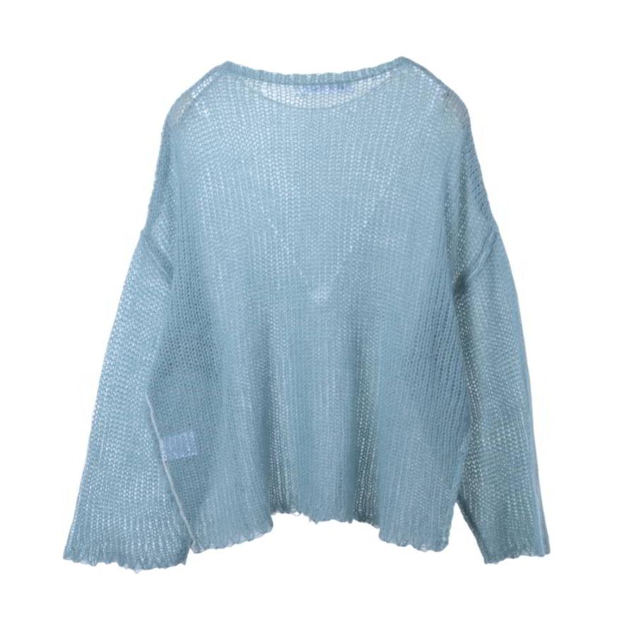 美品 SandWater リサーチ ボートネック ニット 2 ブルー サンド