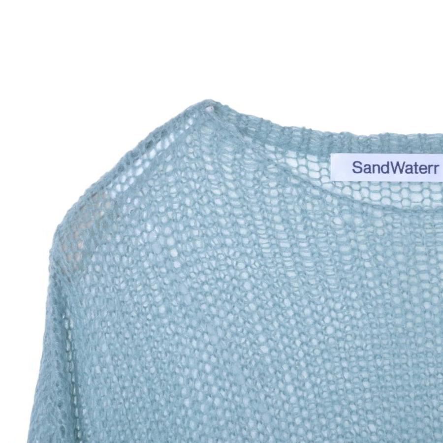 美品 SandWater リサーチ ボートネック ニット 2 ブルー サンド