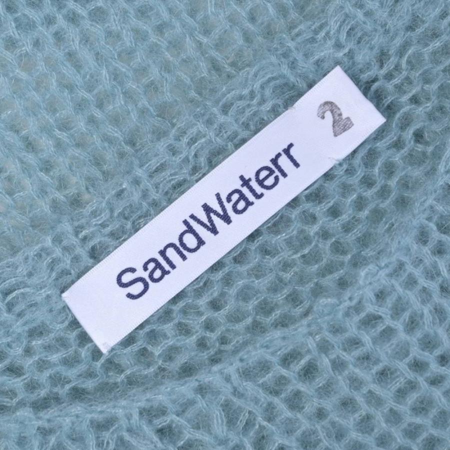 美品 SandWater リサーチ ボートネック ニット 2 ブルー サンド