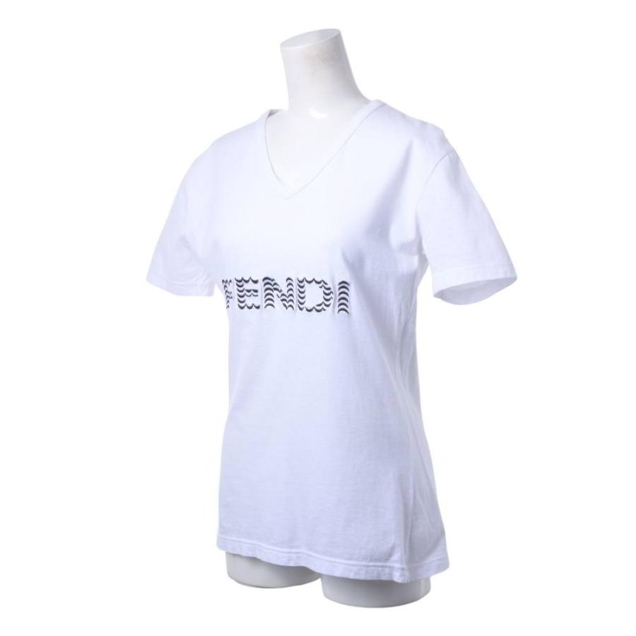 FENDI（フェンディ） ヴィンテージ ロゴ刺繍 Vネック Tシャツ 42 