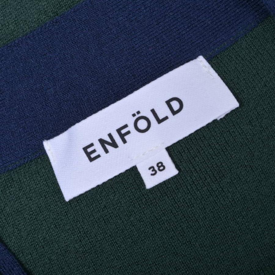 ENFOLD フェイク レイヤード ウール ニット カーディガン 38 グリーン