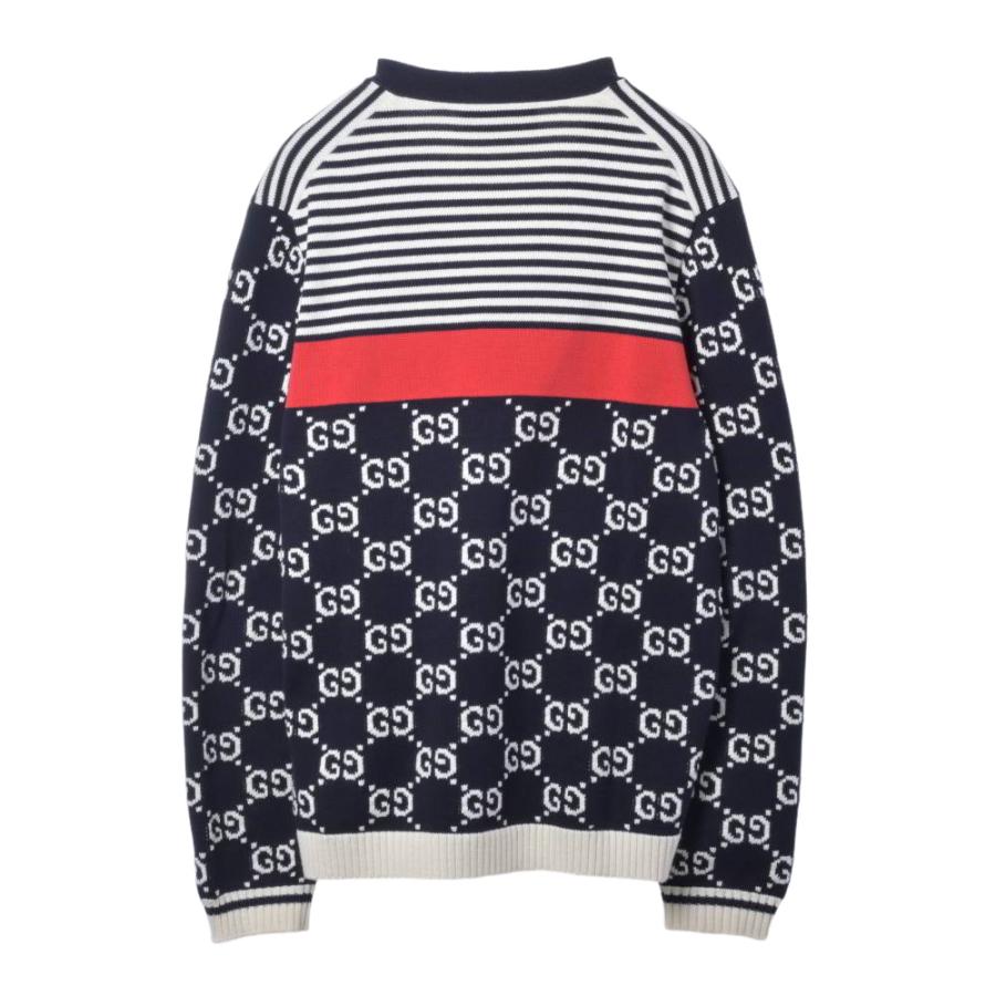 美品 GUCCI 523048 GG柄 コットン ニット カーディガン L ネイビー グッチ KL4SKCUK11_1