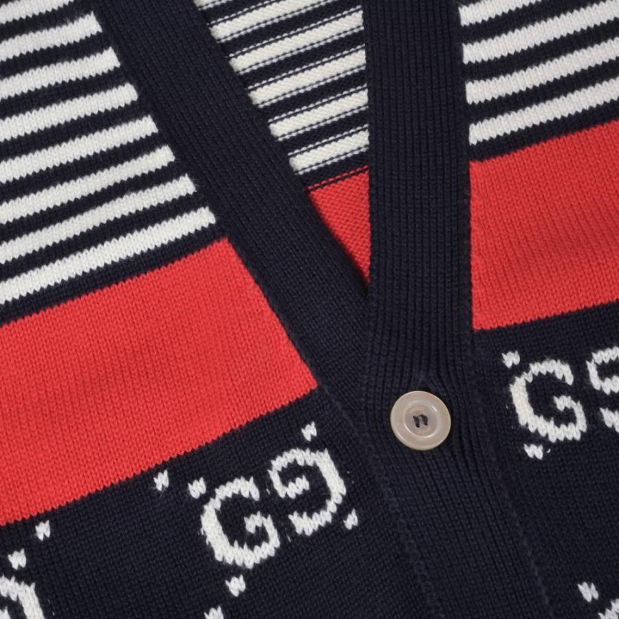 美品 GUCCI 523048 GG柄 コットン ニット カーディガン L ネイビー グッチ KL4SKCUK11_4