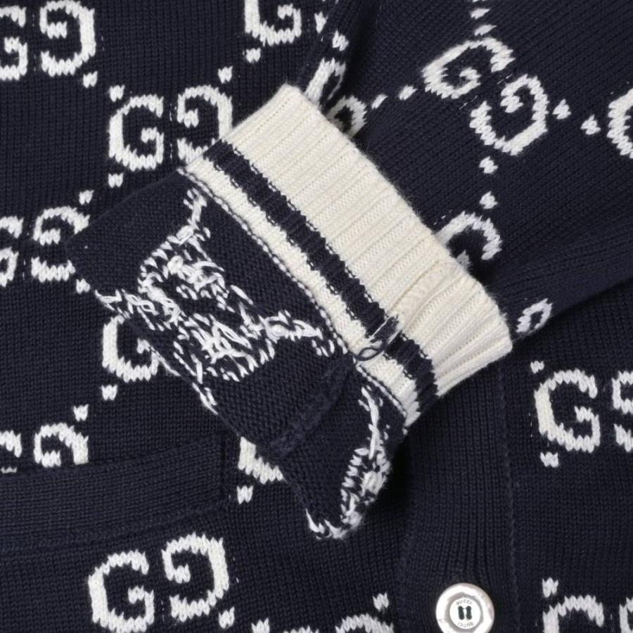 美品 GUCCI 523048 GG柄 コットン ニット カーディガン L ネイビー グッチ KL4SKCUK11_6