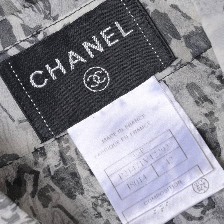 CHANEL 03P P21471V12292 プリント シルクシャツ 半袖 ブラウス ココマークボタン7個付き CHANEL（シャネル） CHANEL 03P P21471V12292 プリント シルクシャツ